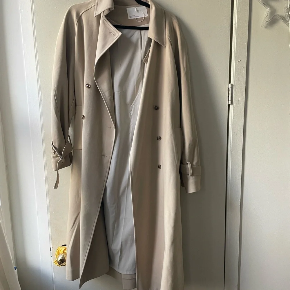 OAK + FORT Beige Oversized Trench Coat - Picture 6 of 6